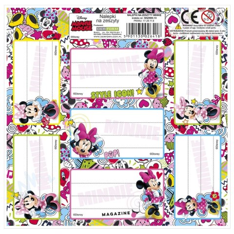 Naklejka na zeszyt Myszka Minnie [mm:] 165x165 Derform (NNZMM) Derform