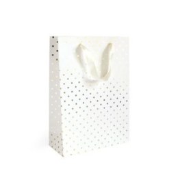 Torba prezentowa biała w złote kropki, M A5 [mm:] 250x100x 200 Argo (257025) Argo