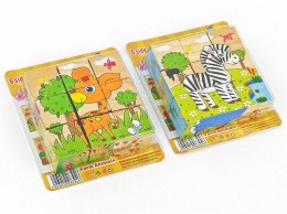 Układanka drewniana klocki z obrazkami 9szt, kwadraty 3,5cm Adar (530577) Adar