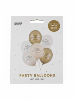 Balon gumowy Happy Birthday, mix BEŻOWY 300mm Partydeco (SB14P-341-013-6) Partydeco