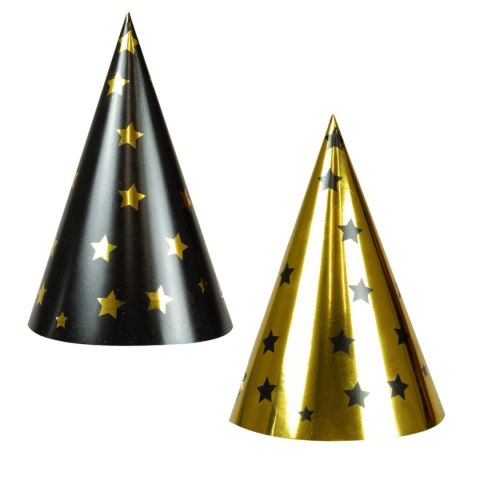 Czapka party Glam Party (czarne, złote) (4 szt.) mix papier Arpex (KP8854) Arpex