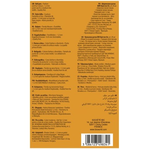 Długopis Cristal Medium wkład mix 1,2mm Bic (847897) Bic