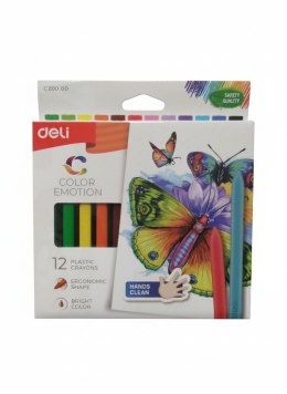 Kredki świecowe COLOR EMOTION 12 KOLORÓW trójkątne 12 kol. Deli (EC20000) Deli