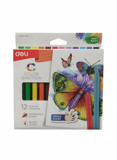 Kredki świecowe COLOR EMOTION 12 KOLORÓW trójkątne 12 kol. Deli (EC20000) Deli