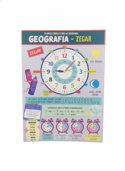 Książeczka edukacyjna KARTA EDUKACYJNA GEOGRAFIA ZEGAR Henry (5905701489893) Henry
