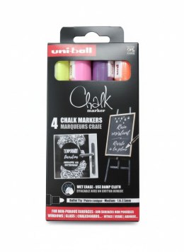 Marker suchościeralny 4szt PWE 5m żółty,pomarańczowy,różowy,foletowy wkład mix 1,5-2,5mm okrągła końcówka Uni (206566) Uni