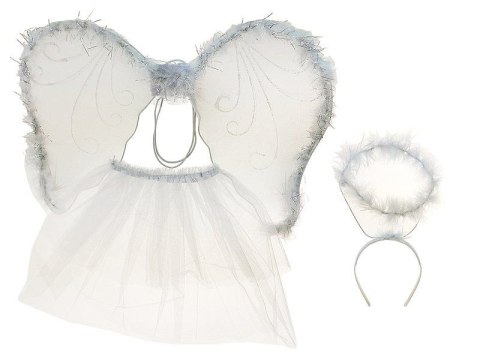 Skrzydełka aniołka 44x32,5cm, ze spódniczką dł.29cm, różdżka, aureolka Adar (613980) Adar