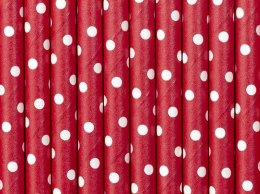 Słomka papierowe, czerwony, 19,5cm 10 szt Partydeco (SPP2-007) Partydeco