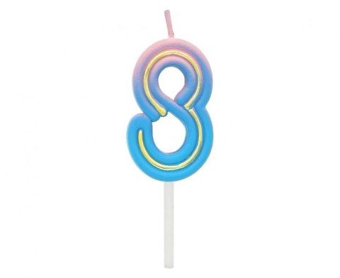 Świeczka urodzinowa cyferka B&C Neon 8, 44x28x12mm Godan (7C-SCN8) Godan