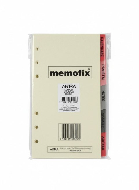 Wkład do organizera MEMOFIX B6 2026 Antra (komplet) Antra