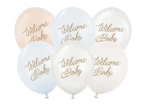 Balon gumowy Welcome Baby niebieski 300mm Partydeco (SB14P-342-001-6) Partydeco