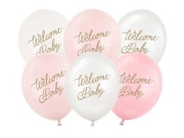 Balon gumowy Welcome Baby różowy 300mm Partydeco (SB14P-342-081-6) Partydeco