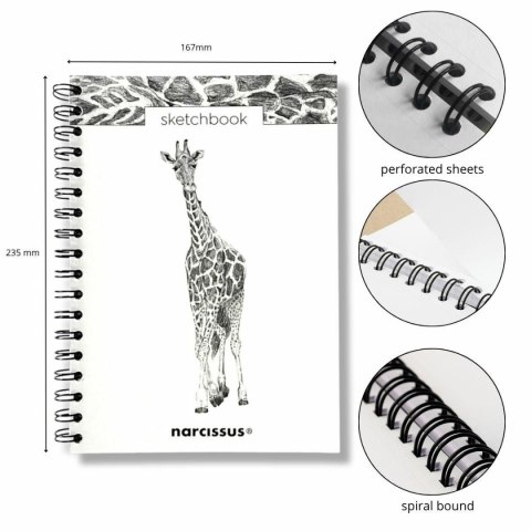 Blok artystyczny szkicownik żyrafa B5 120g 60k Narcissus Narcissus