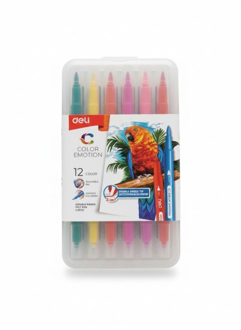 Flamaster COLOR EMOTIO 12k dwustronne 12 kol. Deli (EC151-12) Deli