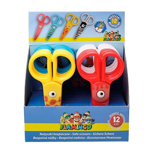 Nożyczki dla dzieci bezpieczne, wzory zwierzęce 12cm Flamingo