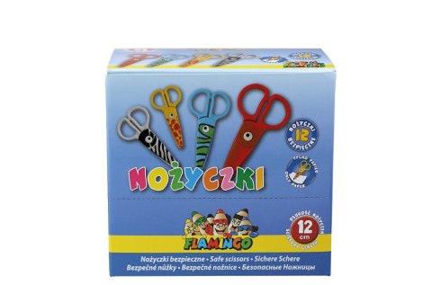 Nożyczki dla dzieci bezpieczne, wzory zwierzęce 12cm Flamingo