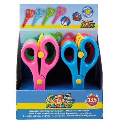 Nożyczki dla dzieci bezpieczne z odbojnikiem 13,5cm Flamingo