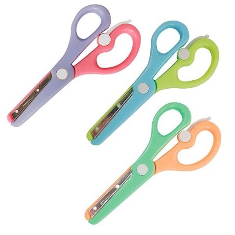 Nożyczki dla dzieci bezpieczne z osłoniętym ostrzem z odbojnikiem 13,5cm Flamingo