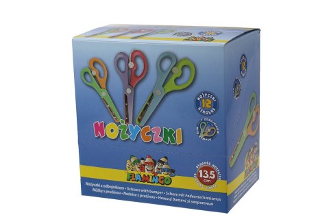 Nożyczki dla dzieci bezpieczne z osłoniętym ostrzem z odbojnikiem 13,5cm Flamingo