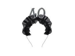 Opaska 40 z falbanką i perełkami Partydeco (OP52-40-010) Partydeco