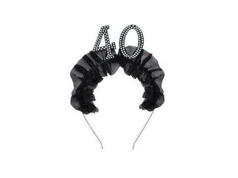 Opaska 40 z falbanką i perełkami Partydeco (OP52-40-010) Partydeco