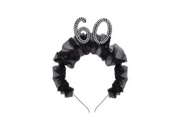 Opaska 60 z falbanką i perełkami Partydeco (OP52-60-010) Partydeco