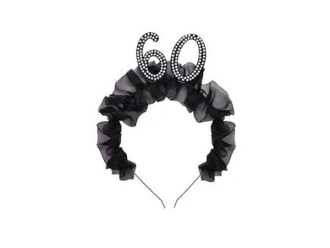 Opaska 60 z falbanką i perełkami Partydeco (OP52-60-010) Partydeco