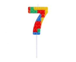 Świeczka urodzinowa KLOCKI cyferka 7, wielokolorowa Godan (BH-SPK7) Godan