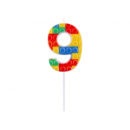 Świeczka urodzinowa KLOCKI cyferka 9, wielokolorowa Godan (BH-SPK9) Godan