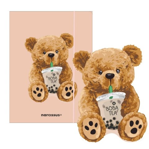 Teczka kartonowa na gumkę Teddies& Miś z boba tea A4 mix 270g Narcissus Narcissus