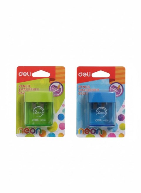 Temperówka MIX KOL 2 OTWORY Z POJEMNIKIEM 6921734905260 mix plastik Deli (E0526) Deli