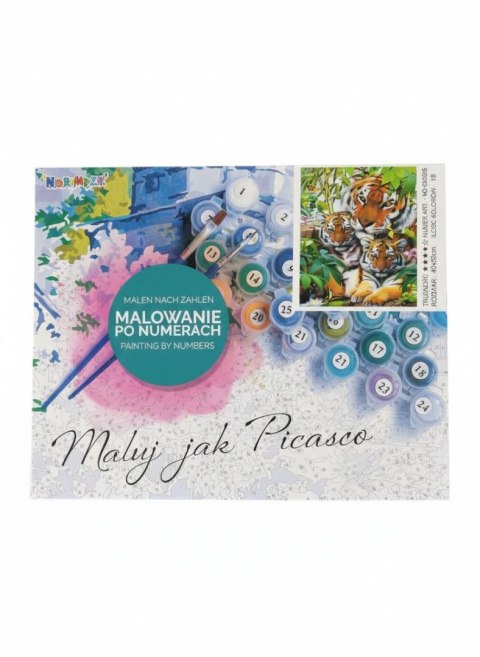 Zestaw kreatywny malowanie po numerach - 3 tygrysy 40x50cm Norimpex (NO-1008215) Norimpex