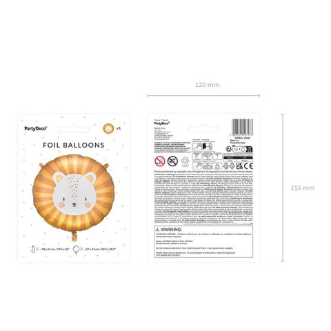Balon foliowy Lew, 70x67 cm 20cal Partydeco (FB208) Partydeco