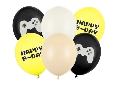 Balon gumowy Happy B-day mix 300mm Partydeco (SB14P-336-000-6) Partydeco