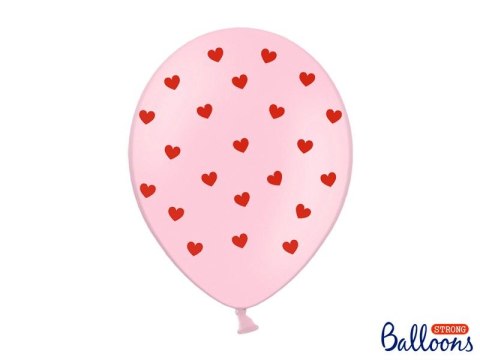 Balon gumowy Serca, Pastel Baby Pink różowy 300mm Partydeco (SB14P-278-081J-6) Partydeco