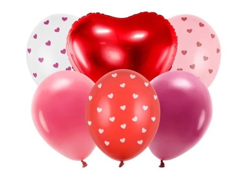 Balon gumowy zestaw Be mine valentine mix 300mm Partydeco (ZB1) Partydeco