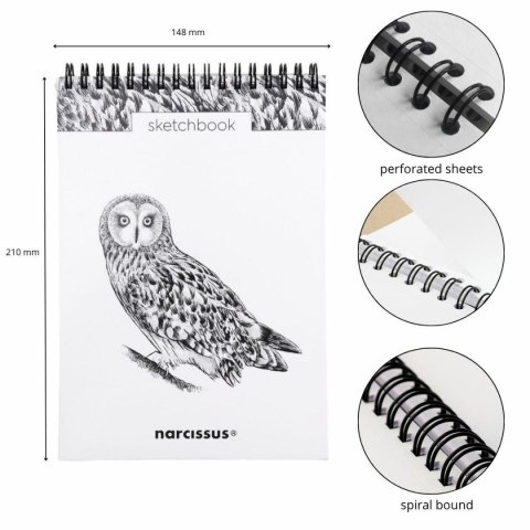 Blok artystyczny szkicownik sowa A5 120g 60k Narcissus Narcissus