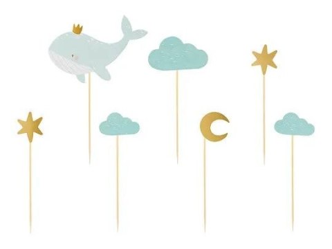 Dekoracja do muffinek - Wieloryb, 11-13.5 cm (1 op. / 7 szt.) Partydeco (KPM29) Partydeco