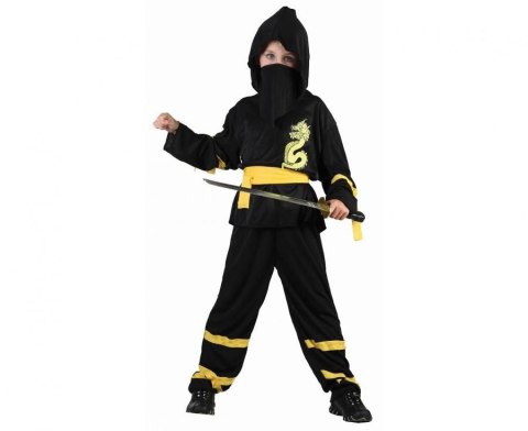 Kostium dla dzieci Czarny Ninja (bluzka z kapturem, pasek, maska, spodnie), rozm.120/130 cm Godan (SL-JJ12) Godan