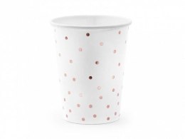 Kubek jednorazowy biały w kropki (1 op. / 6 szt.) papier 260ml Partydeco (KPP53-008-EU1) Partydeco