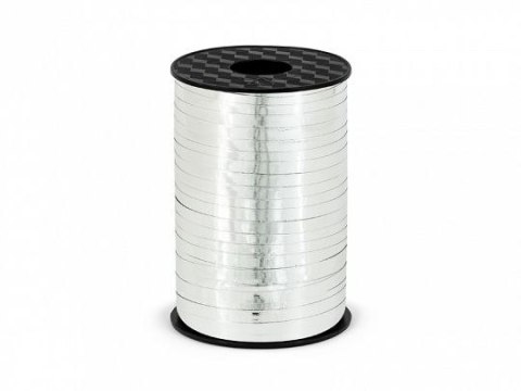 Wstążka 5x225 [mm x m] srebrna Partydeco (PRM5-018) Partydeco
