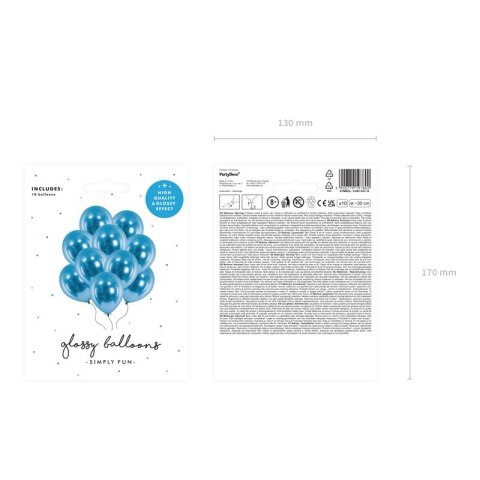 Balon gumowy 10 szt. niebieski 270mm Partydeco (CHB1-001-10) Partydeco
