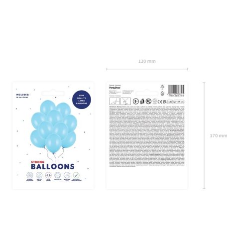 Balon gumowy Party Deco BALONY STRONG pastelowy 10 szt błękit morski 270mm Partydeco (SB12P-011-10) Partydeco
