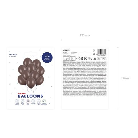 Balon gumowy Party Deco BALONY STRONG pastelowy 10 szt brązowy 270mm Partydeco (SB12P-032Z-10) Partydeco