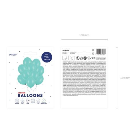Balon gumowy Party Deco BALONY STRONG pastelowy 10 szt zielony morski 270mm Partydeco (SB12P-103-10) Partydeco