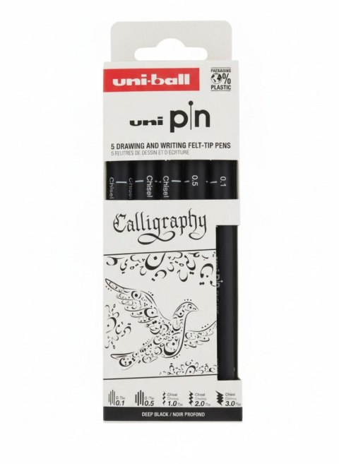 Cienkopis kreślarski CALLIGRAPHY 5 szt ASPP015 wkład mix mixmm 1kol. Uni (206477) Uni