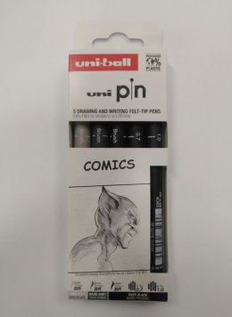 Cienkopis kreślarski COMICS 5 szt ASP19 wkład mix mixmm 1kol. Uni (206478) Uni