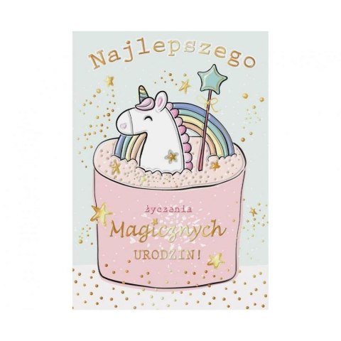 Kartka składana A5 Karnet A5 miętowy jednorożec Henry (5908451980740) Henry