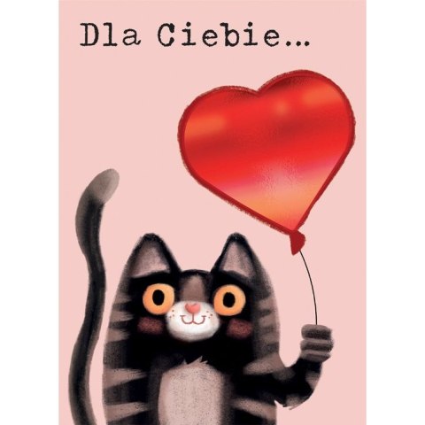 Kartka składana B6 Karnet B6 Walentynki KOT Z BALONEM Henry (5905701487547) Henry