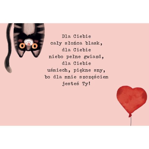 Kartka składana B6 Karnet B6 Walentynki KOT Z BALONEM Henry (5905701487547) Henry